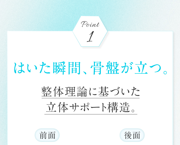 Point1 履いた瞬間、骨盤が立つ